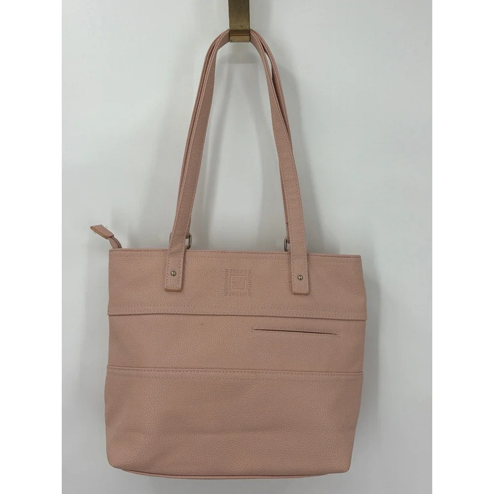 Stone Mountain USA Pink Pebbled Bonded Leather Tote Bag 9AF995-2